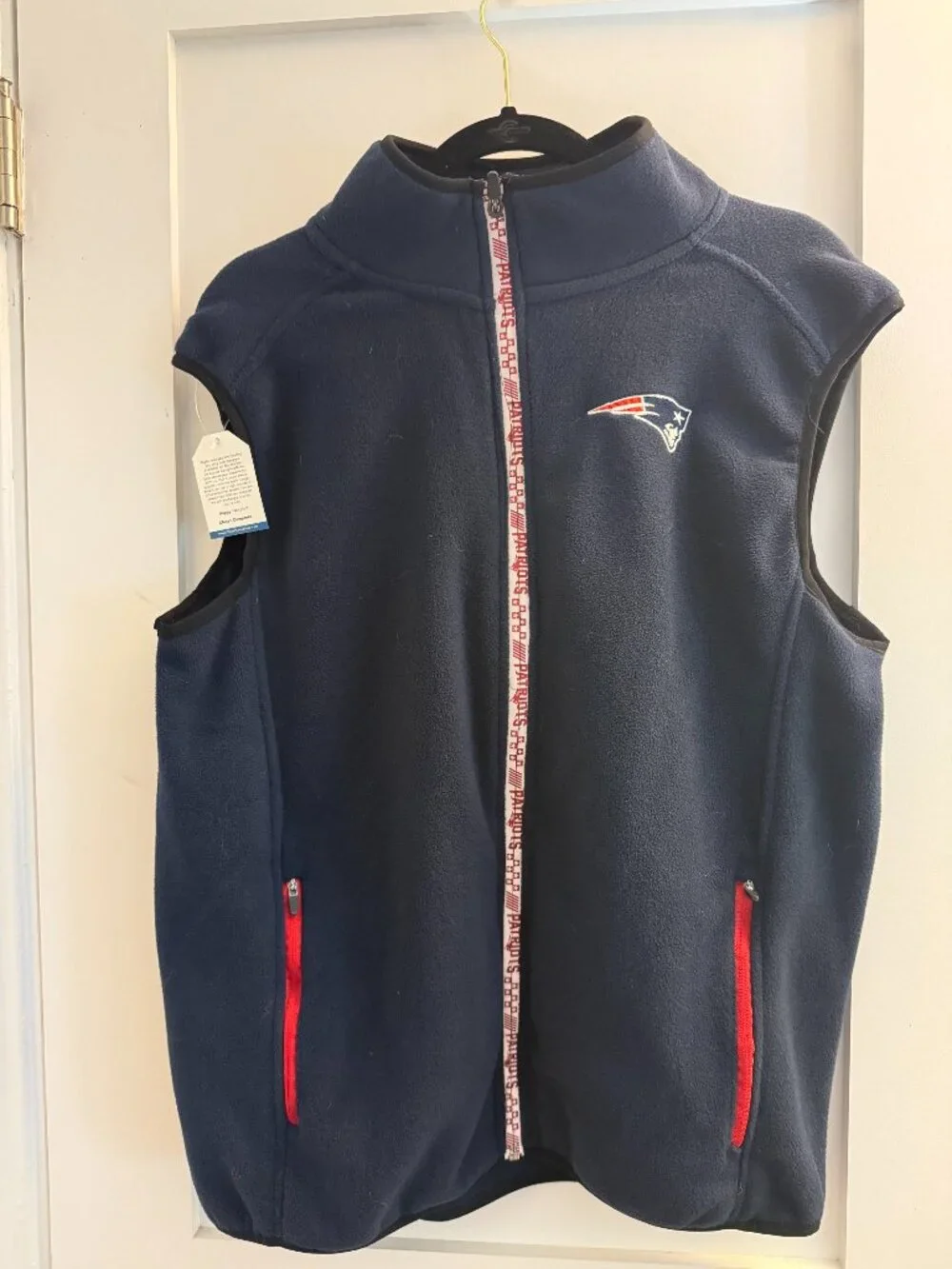 NWT - New England Patriots NFL Team Apparel Fleece Vest - Navy Blue/Red